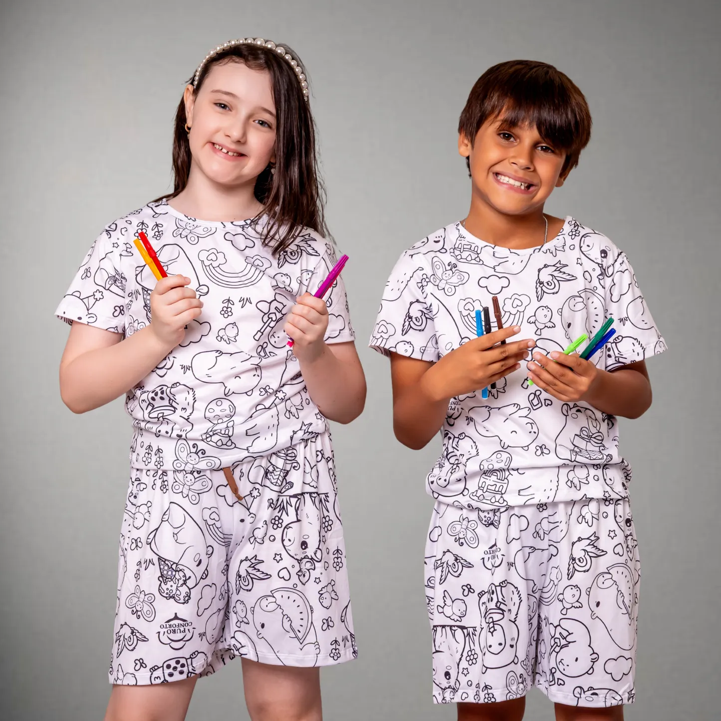 Pijama Infantil Manga Curta Capivara Unissex