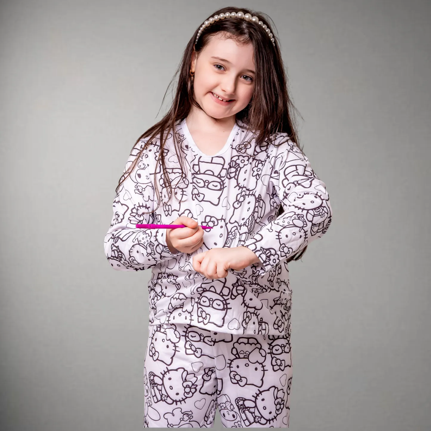 Pijama Infantil Manga Longa Hello Kitty Unissex