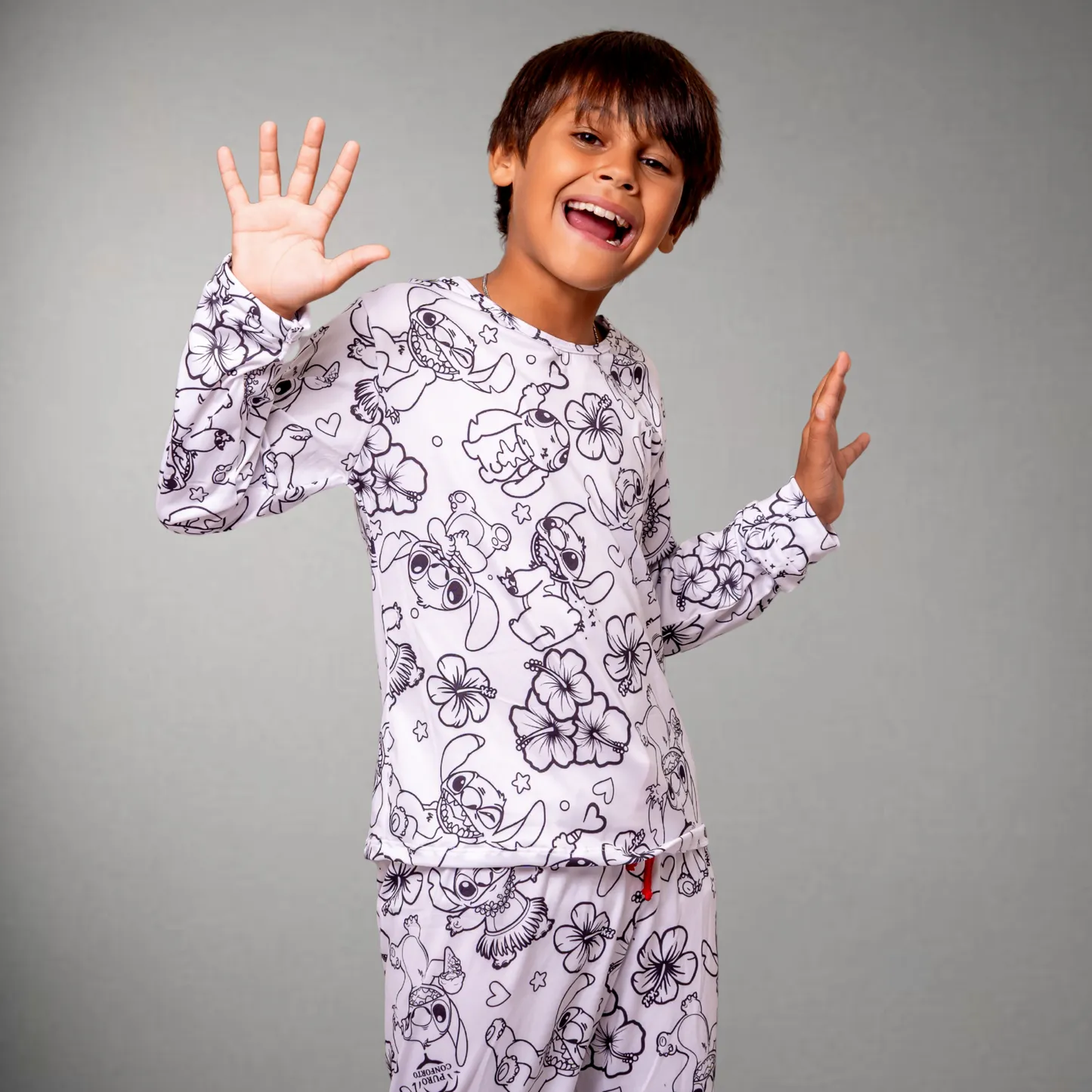 Pijama Infantil Manga Longa Stitch Unissex