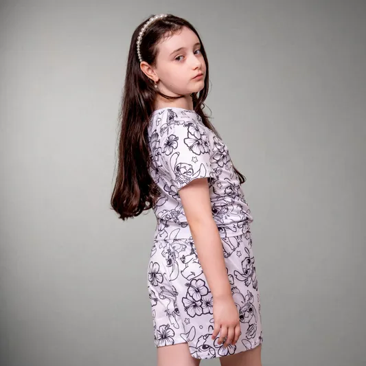 Pijama Infantil Manga Curta Stitch Unissex