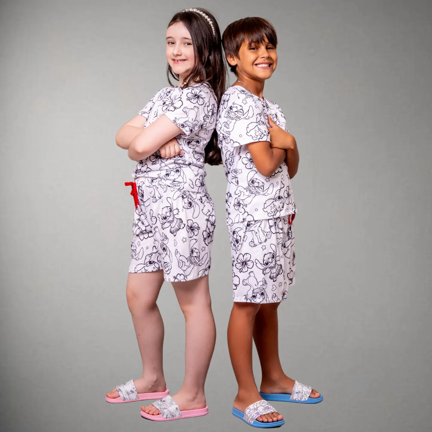 Pijama Infantil Manga Curta Stitch Unissex