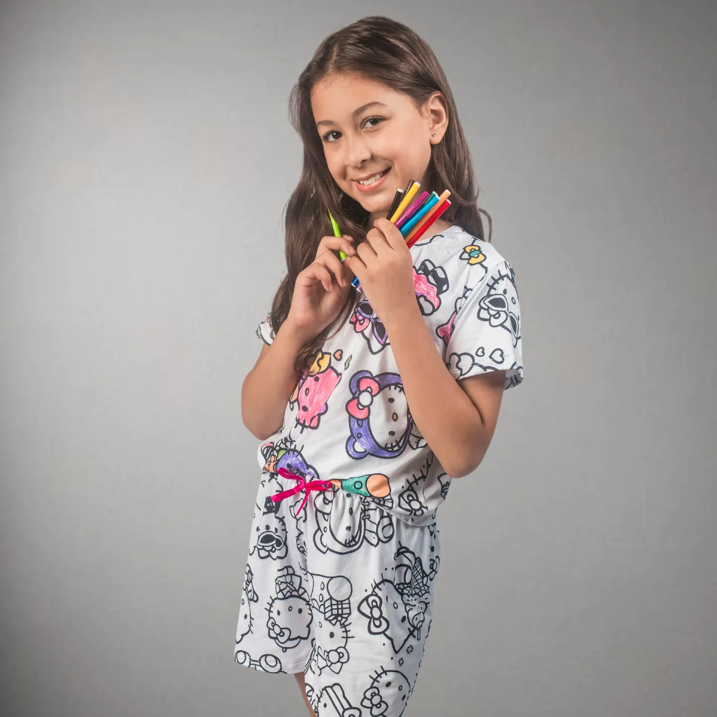 Pijama Infantil Manga Curta Hello Kitty Unissex