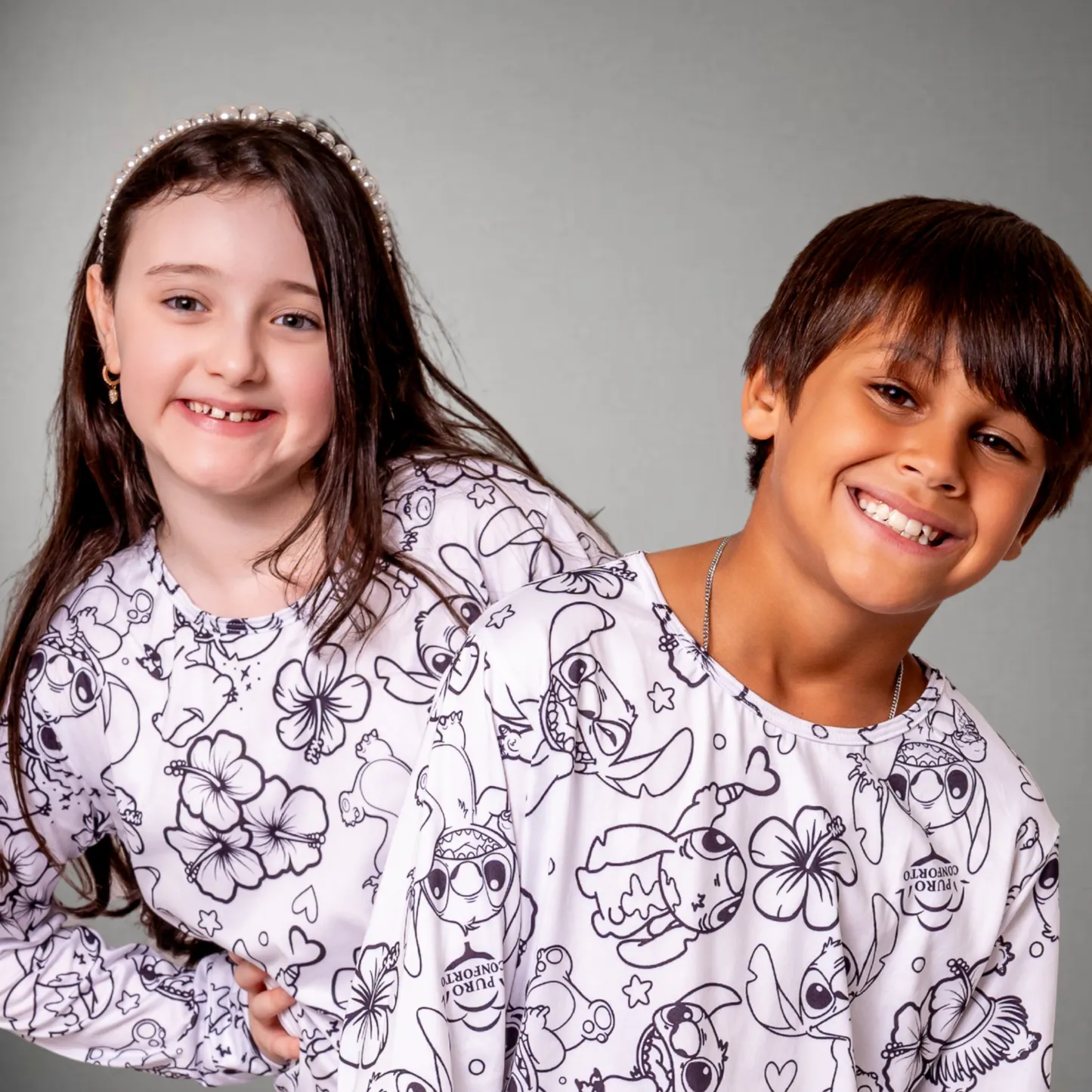 Pijama Infantil Manga Longa Stitch Unissex