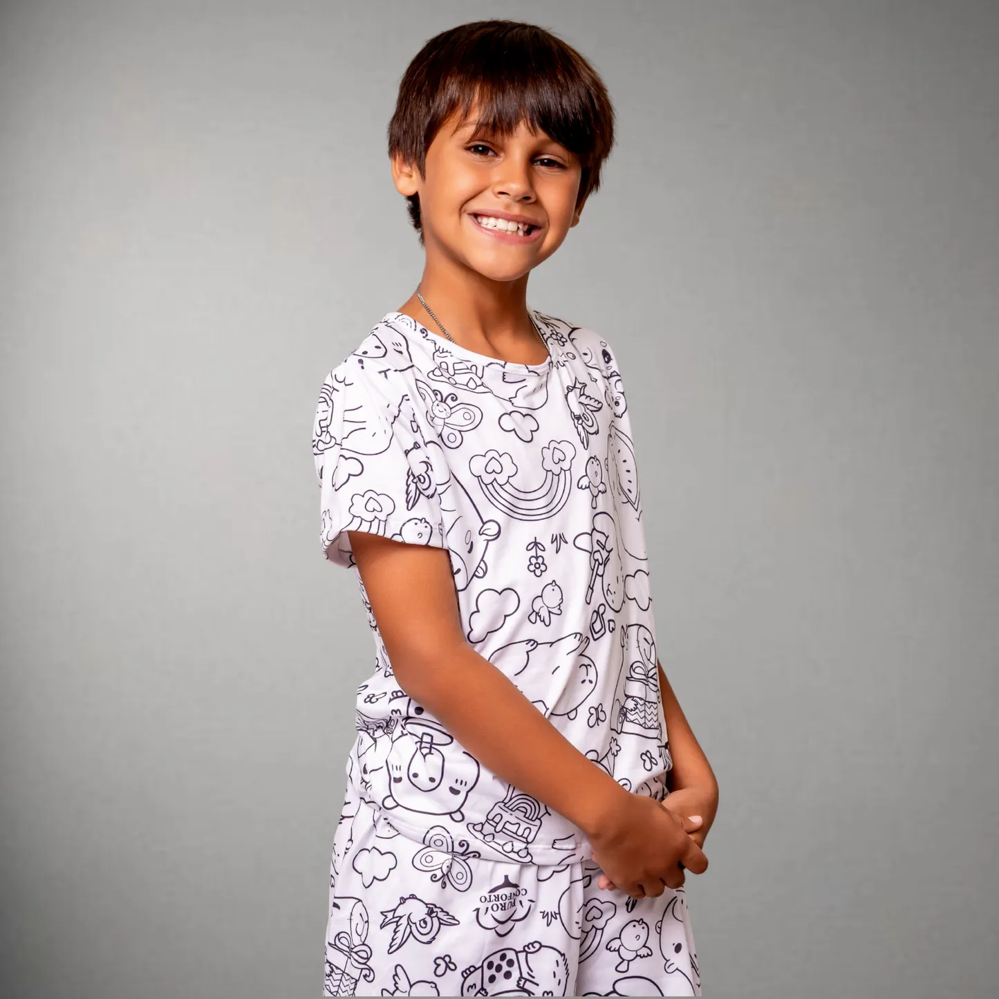 Pijama Infantil Manga Curta Capivara Unissex