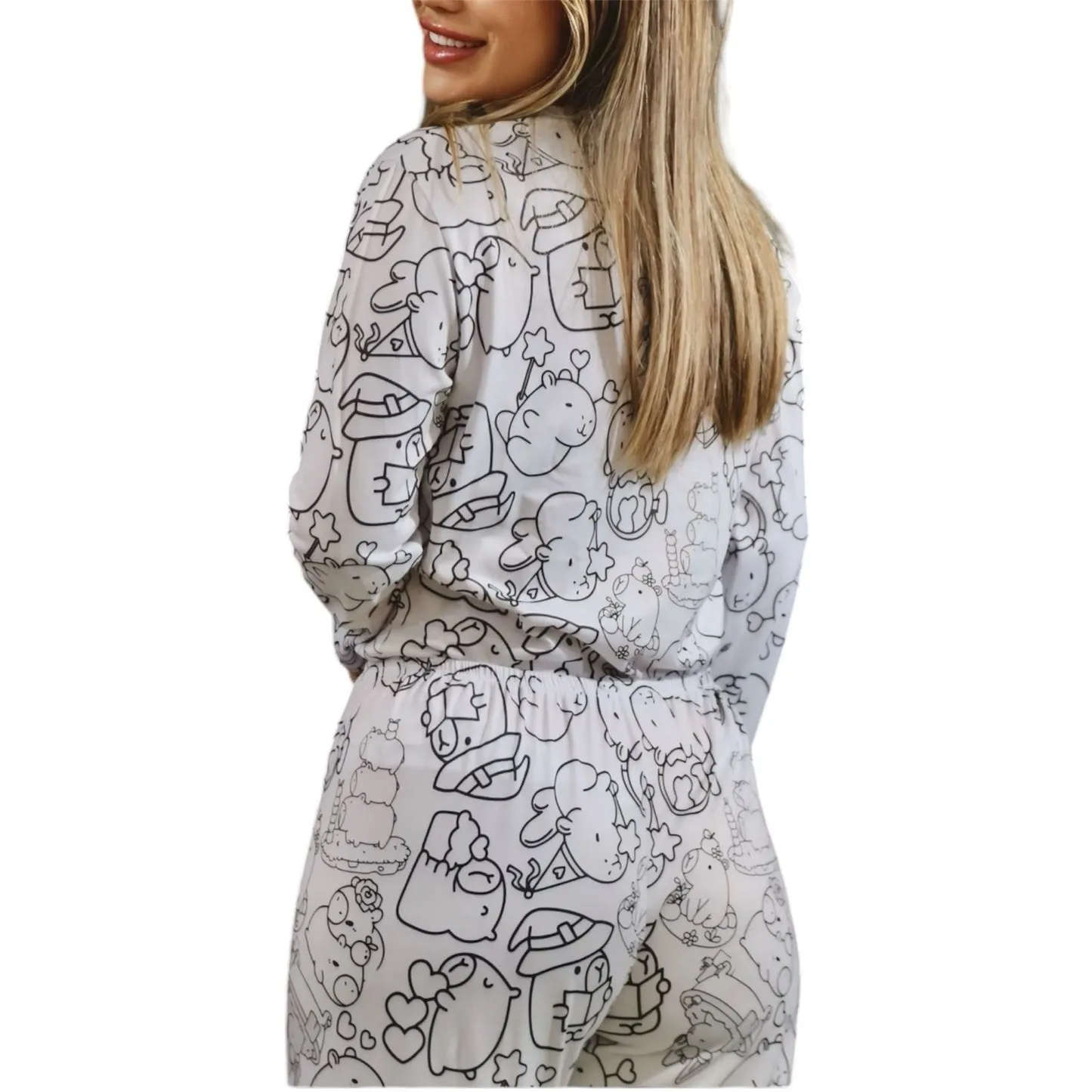 Pijama Adulto Manga Longa Capivara Unissex